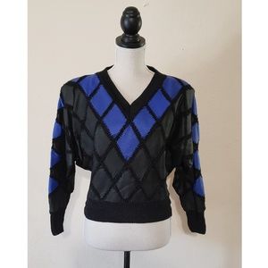 Christine Phillipe Vintage Leather Patch Sweater